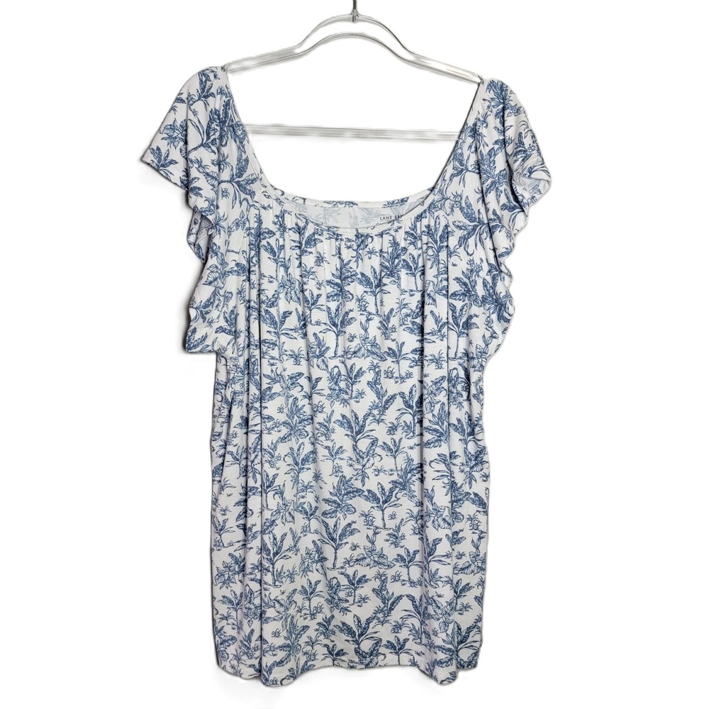 Lane Bryant Womens Swing Tee Blue‎ Floral Print Short Sleeve Plus Size 18 20